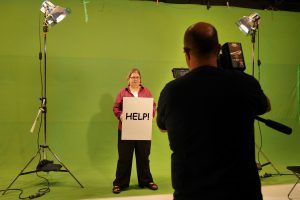 Filming against green screen for Empower!